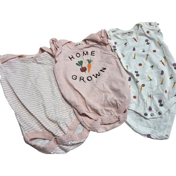 5/$20 "Home Grown" Onesie Set - Rabbit + Bear - 3-6mo - Picture 1 of 4